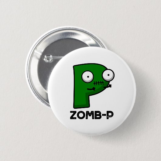 Zomb-P Funny Halloween Zombie Alphabet Pun Button (Vorne & Hinten)