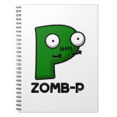 Zomb-P Funny Halloween Zombie Alphabet Pun Notizblock (Vorderseite)