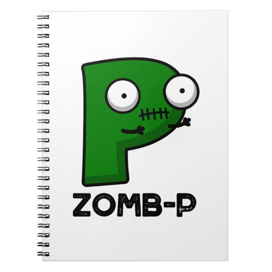 Zomb-P Funny Halloween Zombie Alphabet Pun Notizblock (Vorderseite)