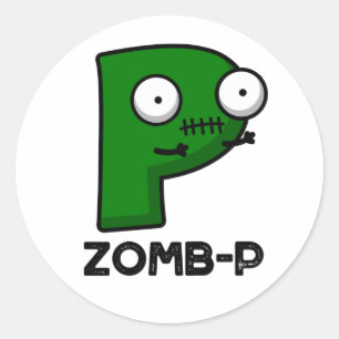 Zomb-P Funny Halloween Zombie Alphabet Pun Runder Aufkleber