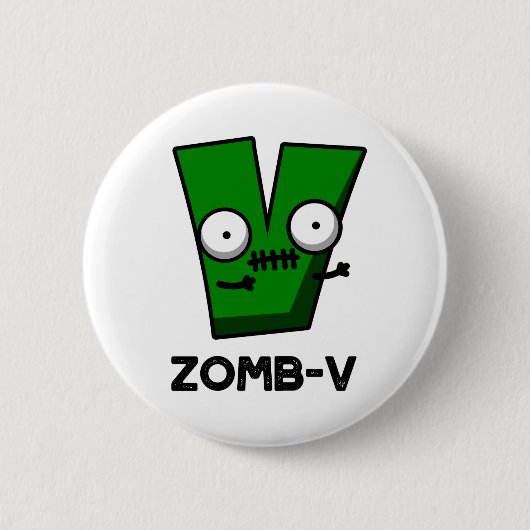 Zomb-V Funny Halloween Zombie Alphabet / Pub Button (Vorderseite)