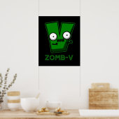 Zomb-V Funny Halloween Zombie Alphabet Pun Dark BG Poster (Küche)
