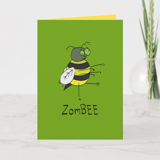 ZomBEE - Funny Halloween Zombie Bee Greeting Card Karte (Vorderseite)