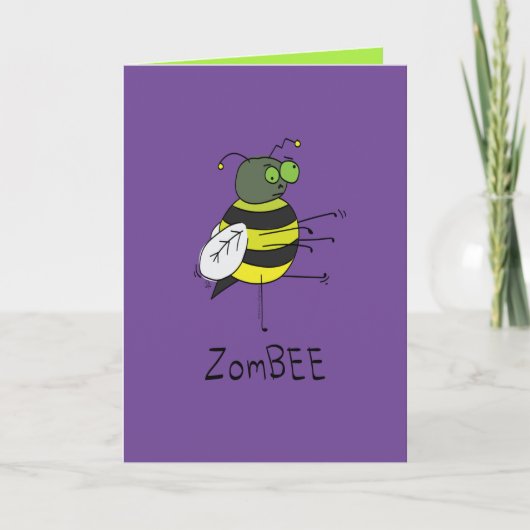 ZomBEE - Funny Halloween Zombie Bee Greeting Card Karte (Vorderseite)