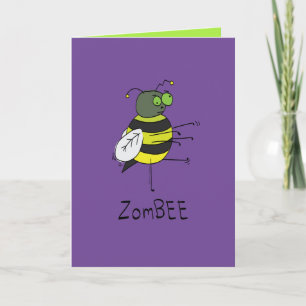 ZomBEE - Funny Halloween Zombie Bee Greeting Card Karte