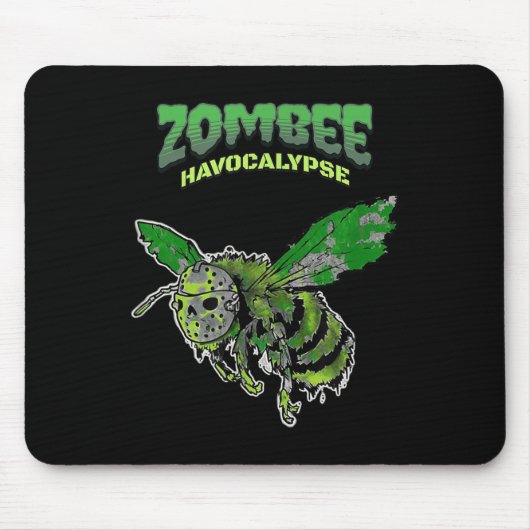 Zombee Havocalypse Soky Funny Halloween Bee W_hock Mousepad (Vorne)