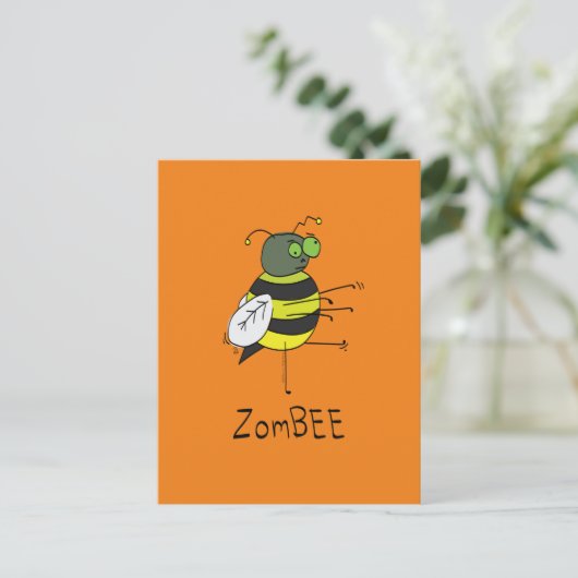 ZomBEE Zombie Bee Funny Postcard Postkarte (Stehend Vorderseite)