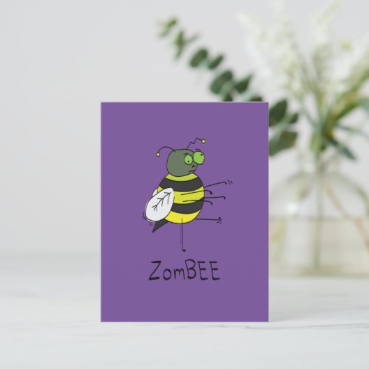 ZomBEE Zombie Bee Funny Postcard Postkarte (Stehend Vorderseite)