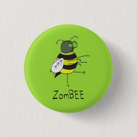 ZomBEE Zombie Bee Halloween Button (Vorderseite)