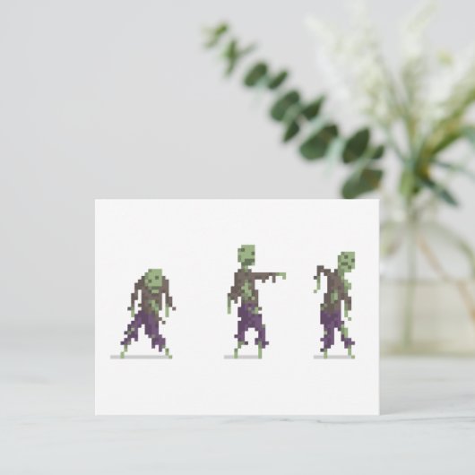 Zombie 8-Bit Pixel Art Postcard Postkarte (Stehend Vorderseite)