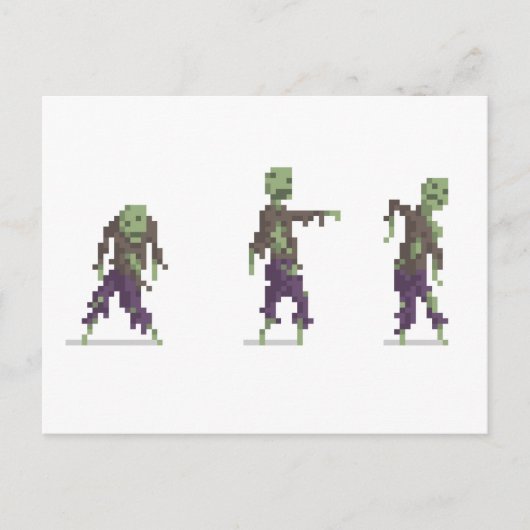 Zombie 8-Bit Pixel Art Postcard Postkarte (Vorderseite)