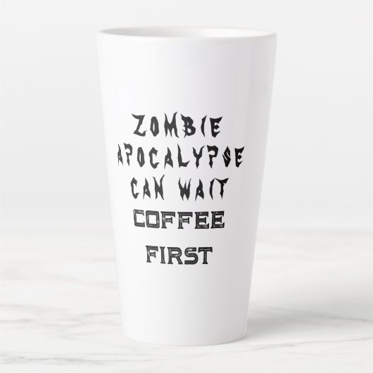 Zombie Aber Kaffee First White Halloween Milchtasse (Vorderseite)