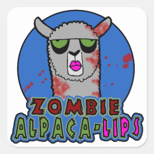 Zombie Alpaka-Lippenaufkleber Quadratischer Aufkleber