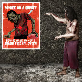 Zombie an einem HaushaltsHalloween Poster