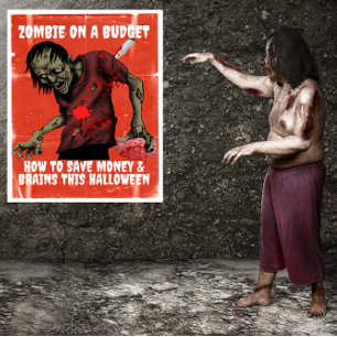 Zombie an einem HaushaltsHalloween Poster