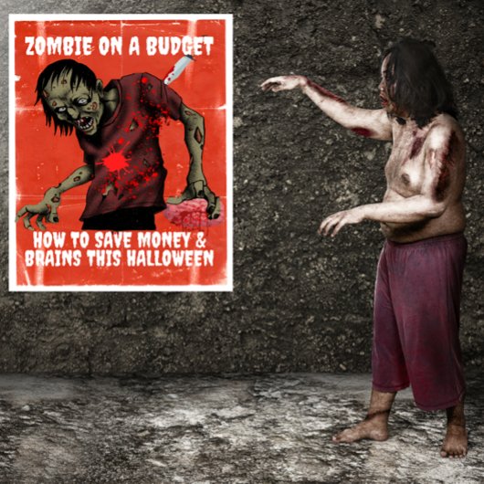Zombie an einem HaushaltsHalloween Poster