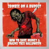 Zombie an einem HaushaltsHalloween Poster (Vorne)