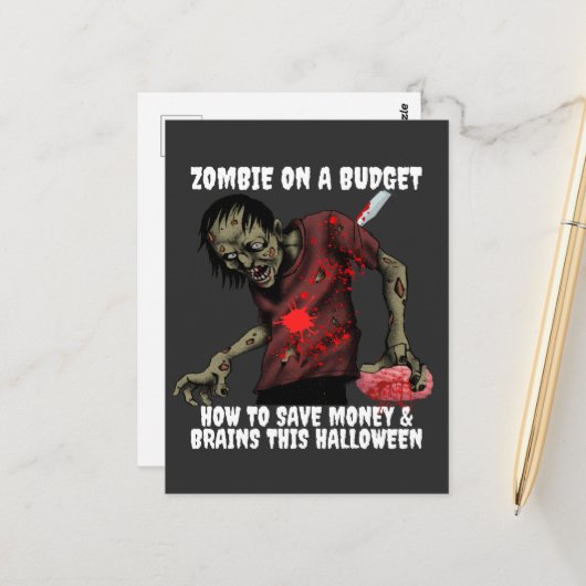 Zombie an einem HaushaltsHalloween Postkarte (Vorderseite/Rückseite Beispiel)