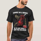 Zombie an einem HaushaltsHalloween T-Shirt (Vorderseite)