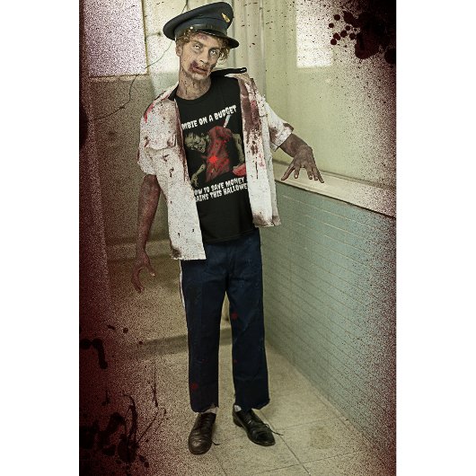 Zombie an einem HaushaltsHalloween T-Shirt