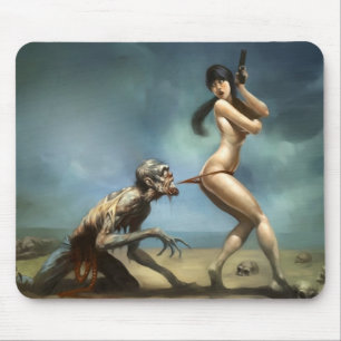 Zombie-Angriff mit heißem Mädchen-Mauspad Mousepad