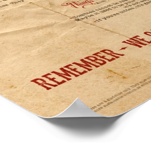 Zombie Apocalypse House Rules Vintage Poster (Ecke)