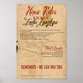 Zombie Apocalypse House Rules Vintage Poster (Vorne)