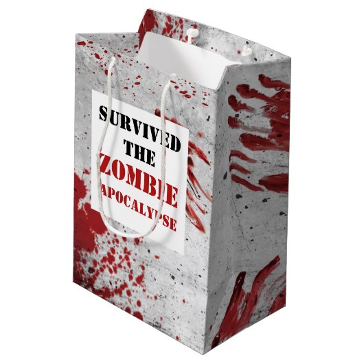 Zombie Apokalypse Blutbeutel Mittlere Geschenktüte (Rückseite Schrägansicht)