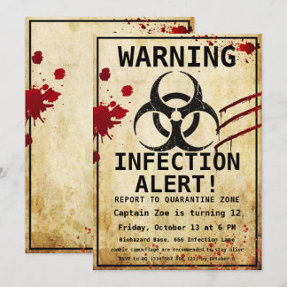 Zombie Apokalypse Geburtstag | Halloween-Biogefähr Einladung