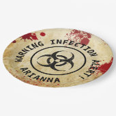 Zombie Apokalypse Geburtstag | Halloween-Biogefähr Pappteller (Schrägansicht)