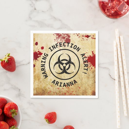 Zombie Apokalypse Geburtstag | Halloween-Biogefähr Serviette (Beispiel)