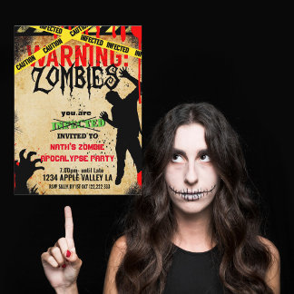 Zombie-Apokalypse-Geburtstagsfeier-Escape-Room Einladungspostkarte