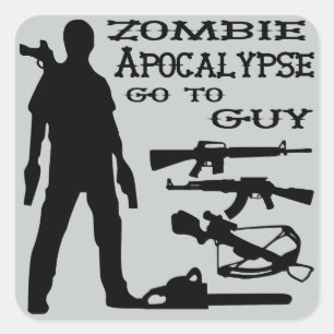 Zombie-Apokalypse geht in den Typ (Waffen) 2 Quadratischer Aufkleber