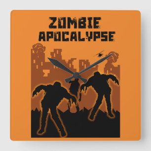 Zombie Apokalypse Geschenke Quadratische Wanduhr
