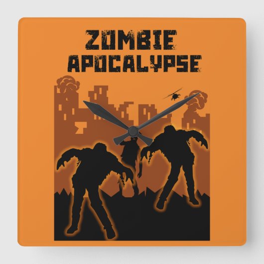 Zombie Apokalypse Geschenke Quadratische Wanduhr (Vorderseite)