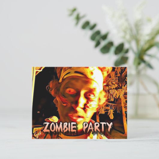 Zombie Apokalypse Halloween-Party Einladung Postkarte (Stehend Vorderseite)