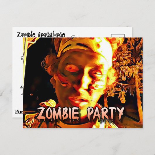 Zombie Apokalypse Halloween-Party Einladung Postkarte (Vorne/Hinten)