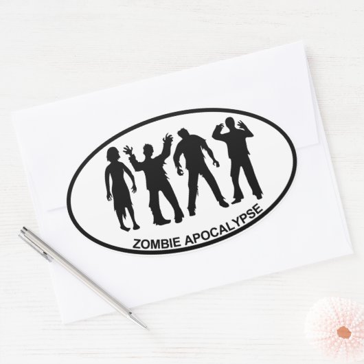 Zombie Apokalypse Ovaler Aufkleber (Umschlag)