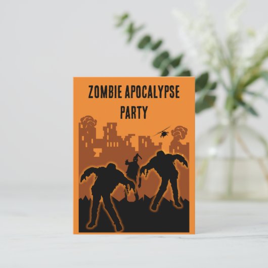 Zombie Apokalypse Party Einladung (Stehend Vorderseite)