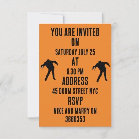 Zombie Apokalypse Party Einladung (Rückseite)