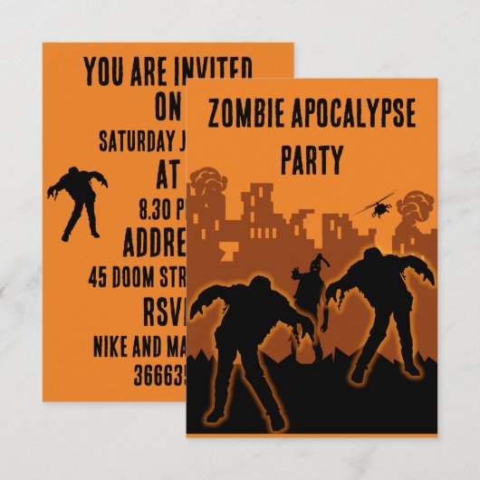Zombie Apokalypse Party Einladung (Vorne/Hinten)