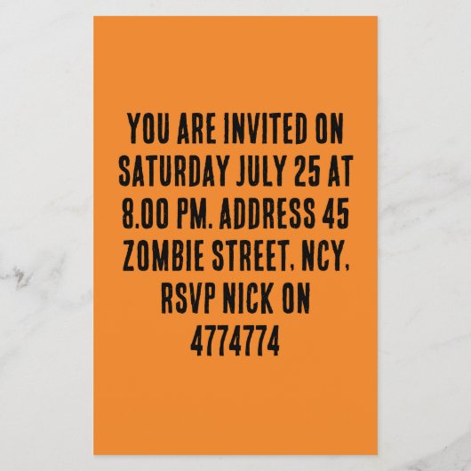 Zombie Apokalypse Party Einladung Flyer (Hinten)