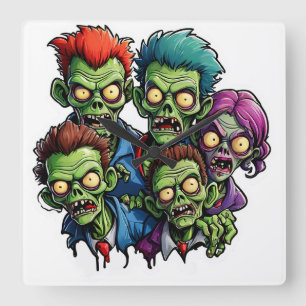 Zombie Apokalypse Quadratische Wanduhr