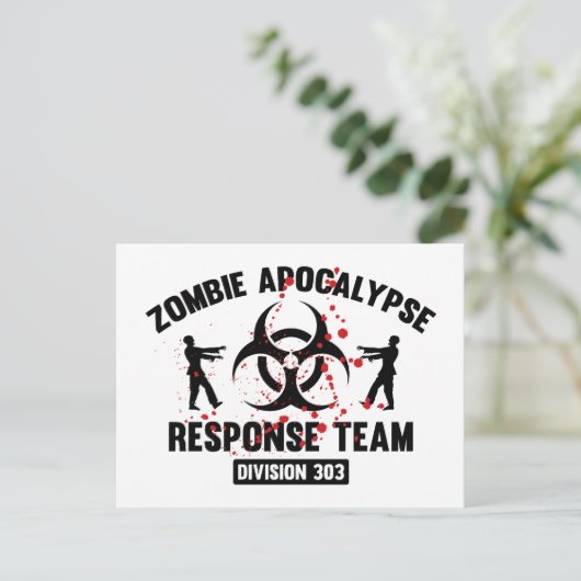 Zombie Apokalypse Response Team Postkarte (Stehend Vorderseite)