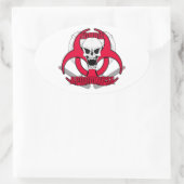 Zombie Apokalypse rw Ovaler Aufkleber (Tasche)