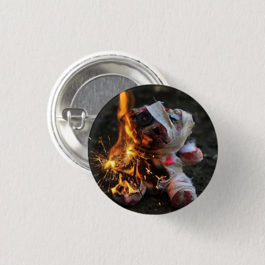 Zombie Apokalypse Teddy Bear Button (Vorne & Hinten)