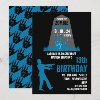 Zombie Apokalypse Thema Escape Room Geburtstagspar Einladung