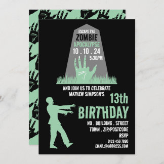 Zombie Apokalypse Thema Escape Room Geburtstagspar Einladung