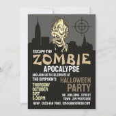 Zombie Apokalypse Thema Escape Room Halloween Einladung (Vorderseite)