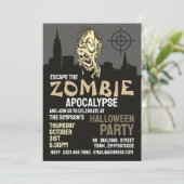 Zombie Apokalypse Thema Escape Room Halloween Einladung (Stehend Vorderseite)